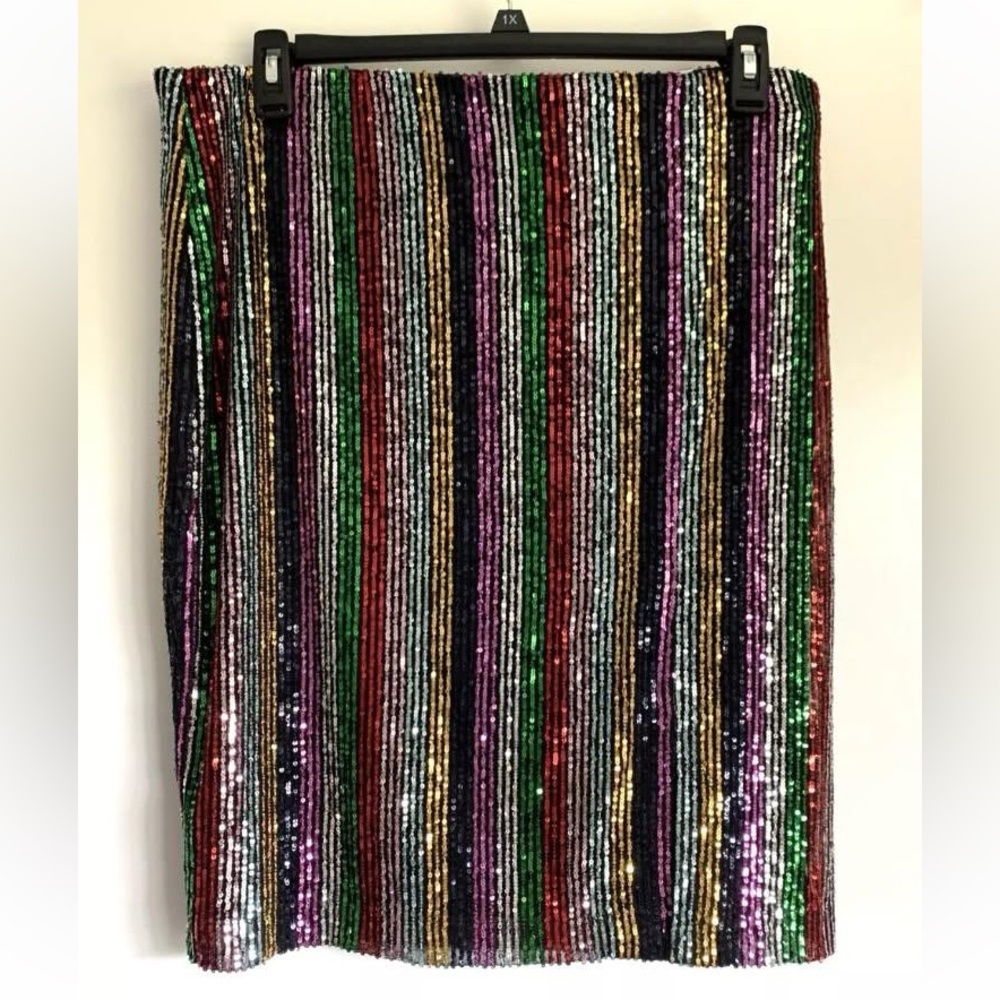 INC international concepts RAINBOW skirt GLITZ RUNWAY size L